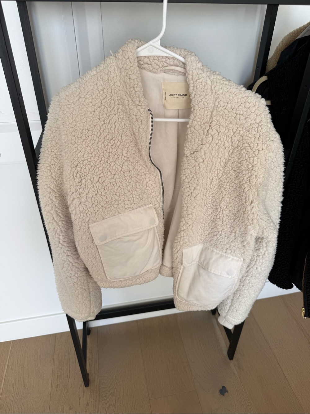 Lucky Brand Cream Teddy Sherpa Zip Jacket